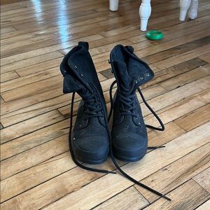 Black Lace-Up Combat Boots
